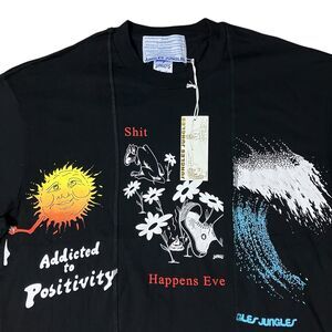 Jungles Jungles T-Shirt Mens XXL Black Addicted To Positivity Triple Split Y2K